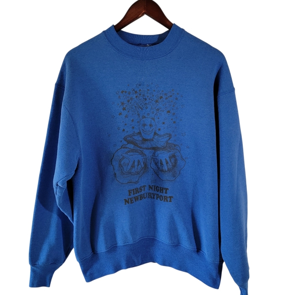 VTG Y2K Blue King Clown Print Crewneck Sweatshirt Sz  L USA Collegiate Unisex